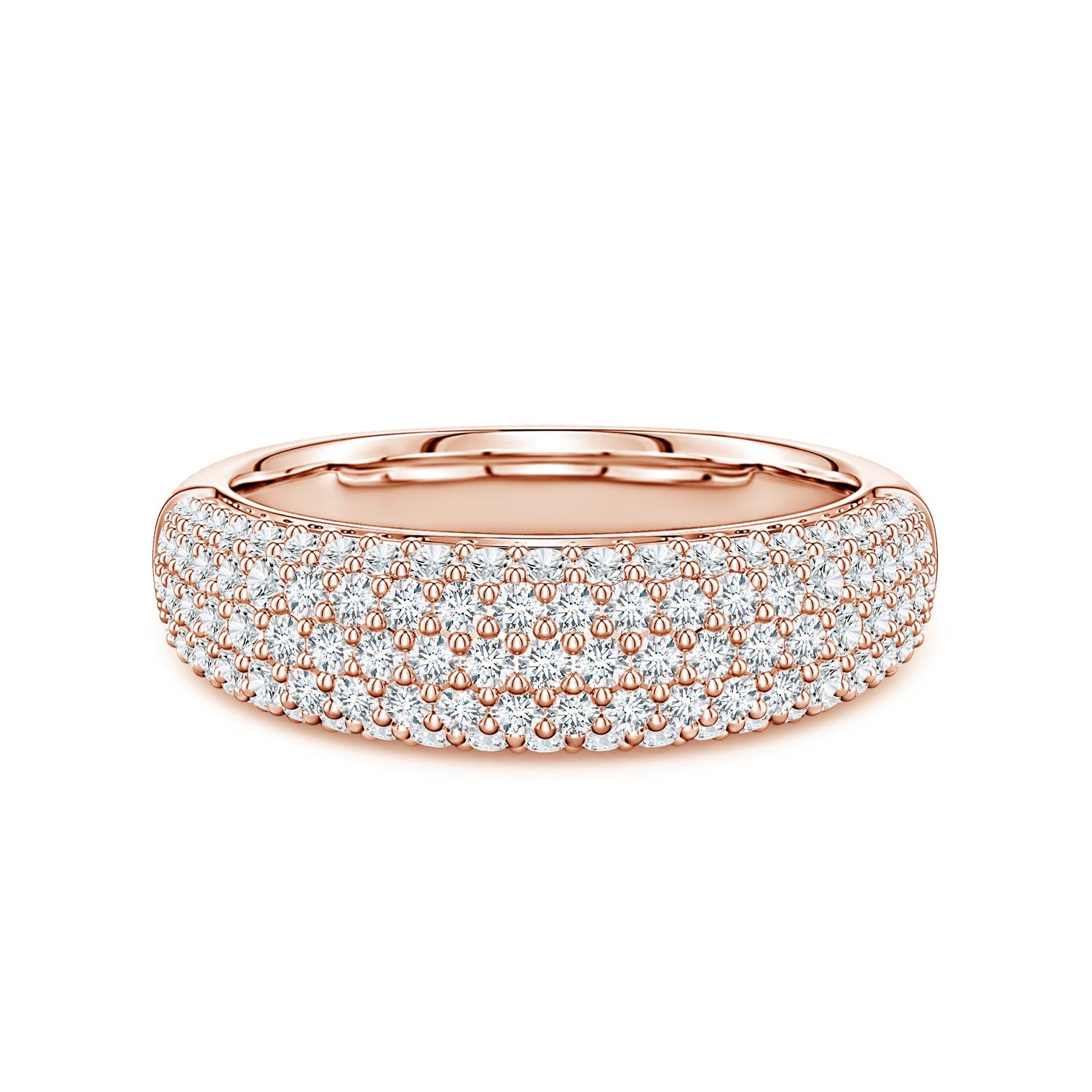 Angara 1.04 Carats Pavé Lab-Grown Diamond Dome Half-Eternity Ring in 18K Rose Gold
