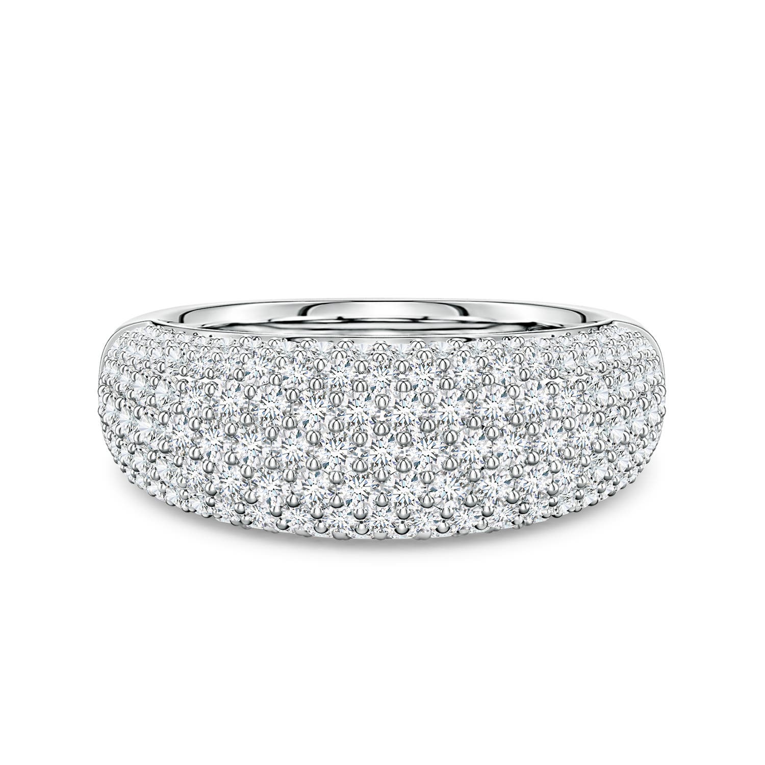 Angara 1.57 Carats Pavé Lab-Grown Diamond Dome Half-Eternity Ring in 18K White Gold