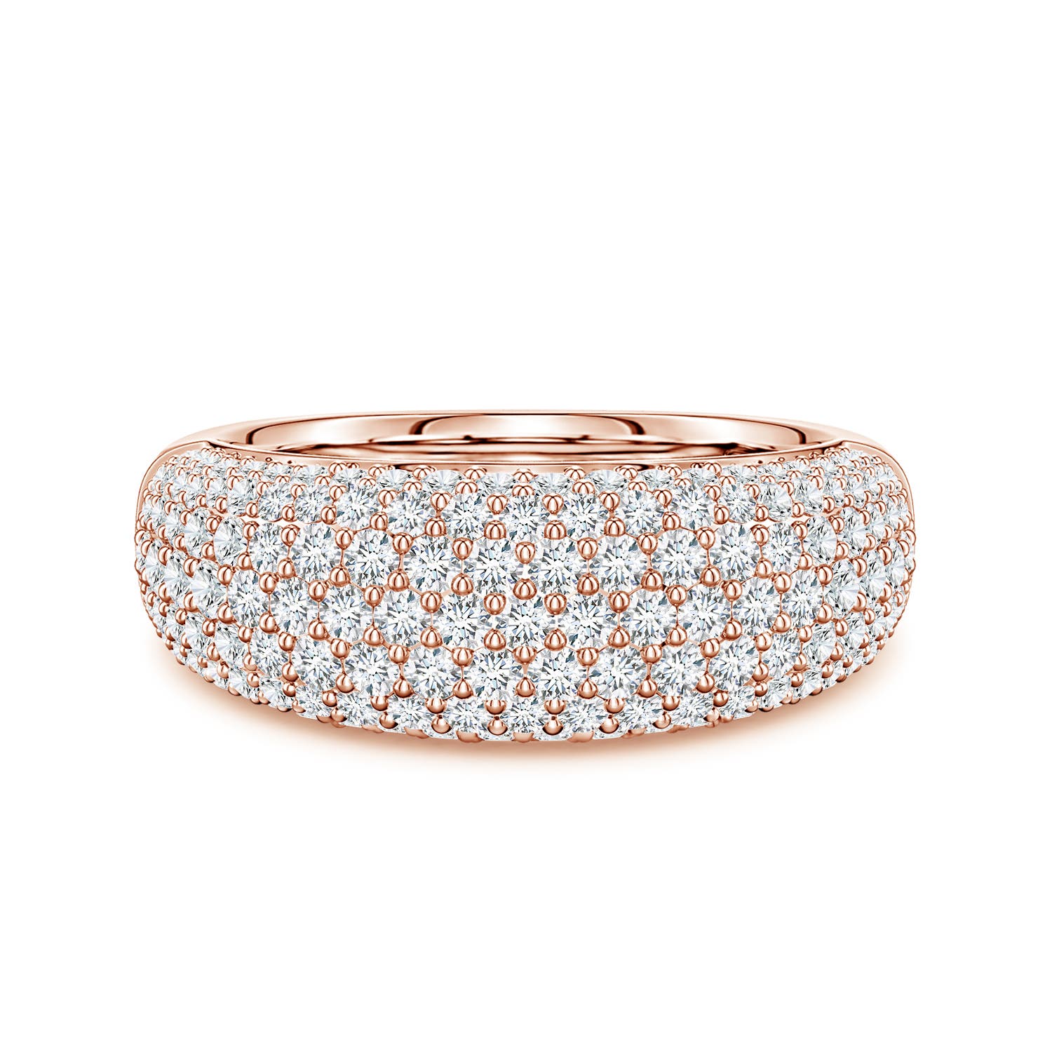 Angara 1.57 Carats Pavé Lab-Grown Diamond Dome Half-Eternity Ring in 18K Rose Gold