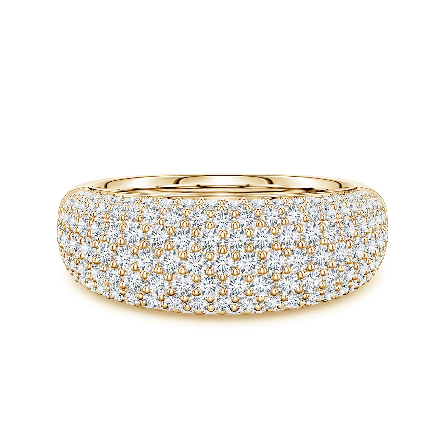 Angara 1.57 Carats Pavé Lab-Grown Diamond Dome Half-Eternity Ring in 14K Yellow Gold