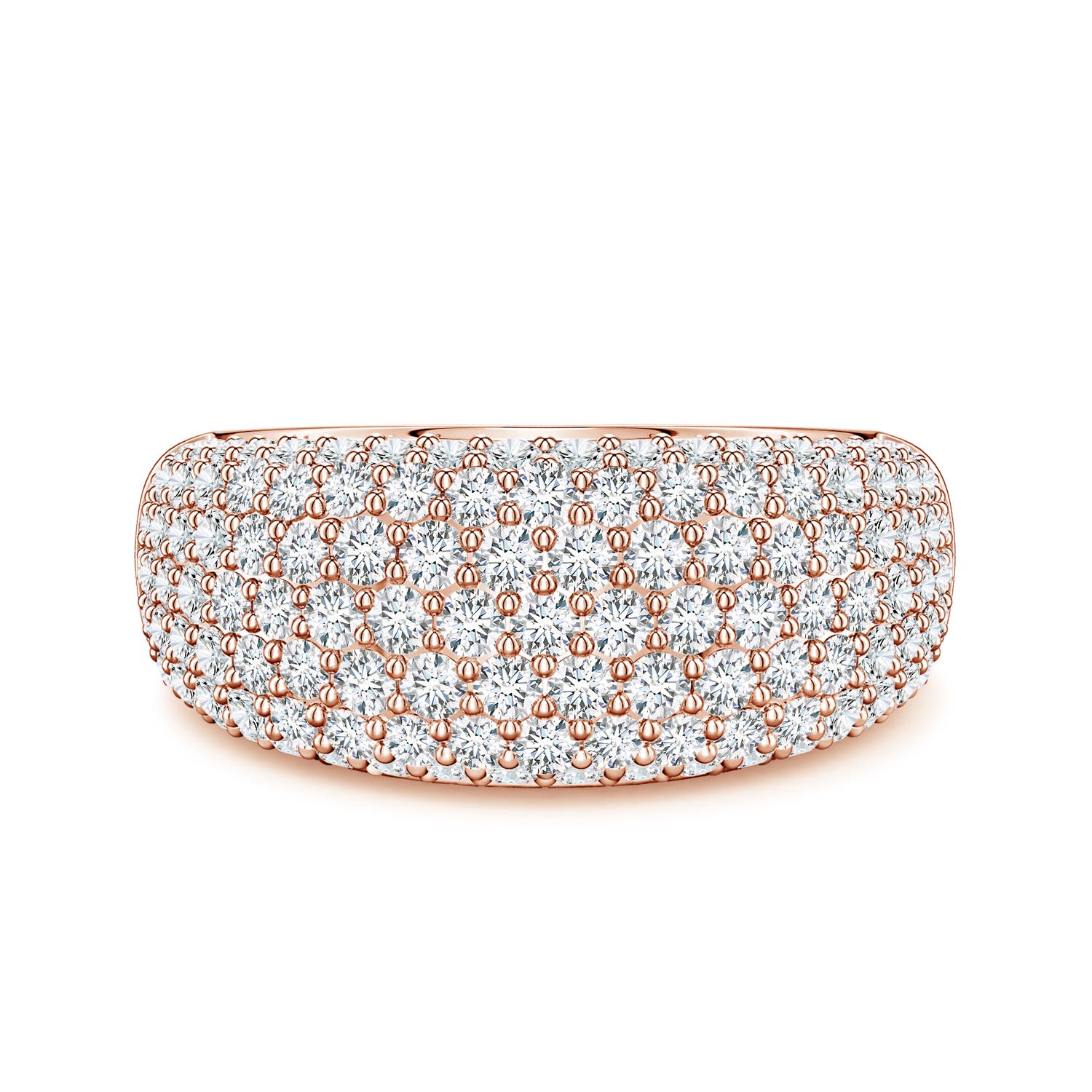 Angara 2.0 Carats Pavé Lab-Grown Diamond Dome Half-Eternity Ring in 14K Rose Gold
