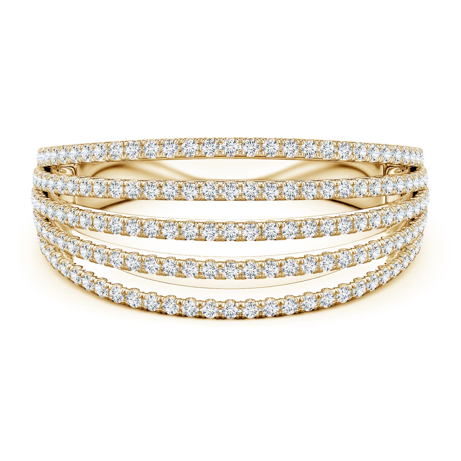 Angara 0.64 Carat Five-Row U-Pavé Lab-Grown Diamond Half-Eternity Ring in 18K Yellow Gold