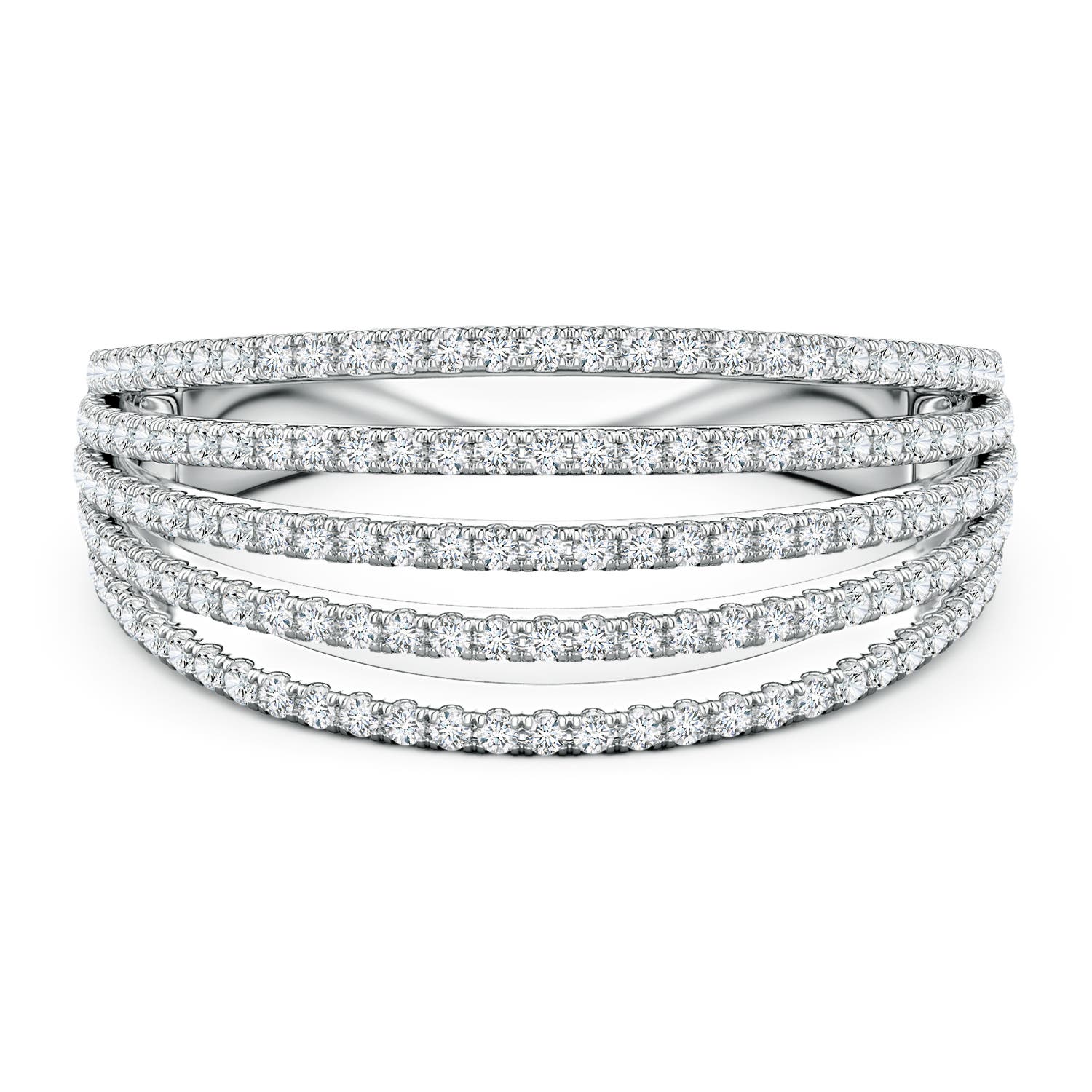 Angara 0.64 Carat Five-Row U-Pavé Lab-Grown Diamond Half-Eternity Ring in Platinum