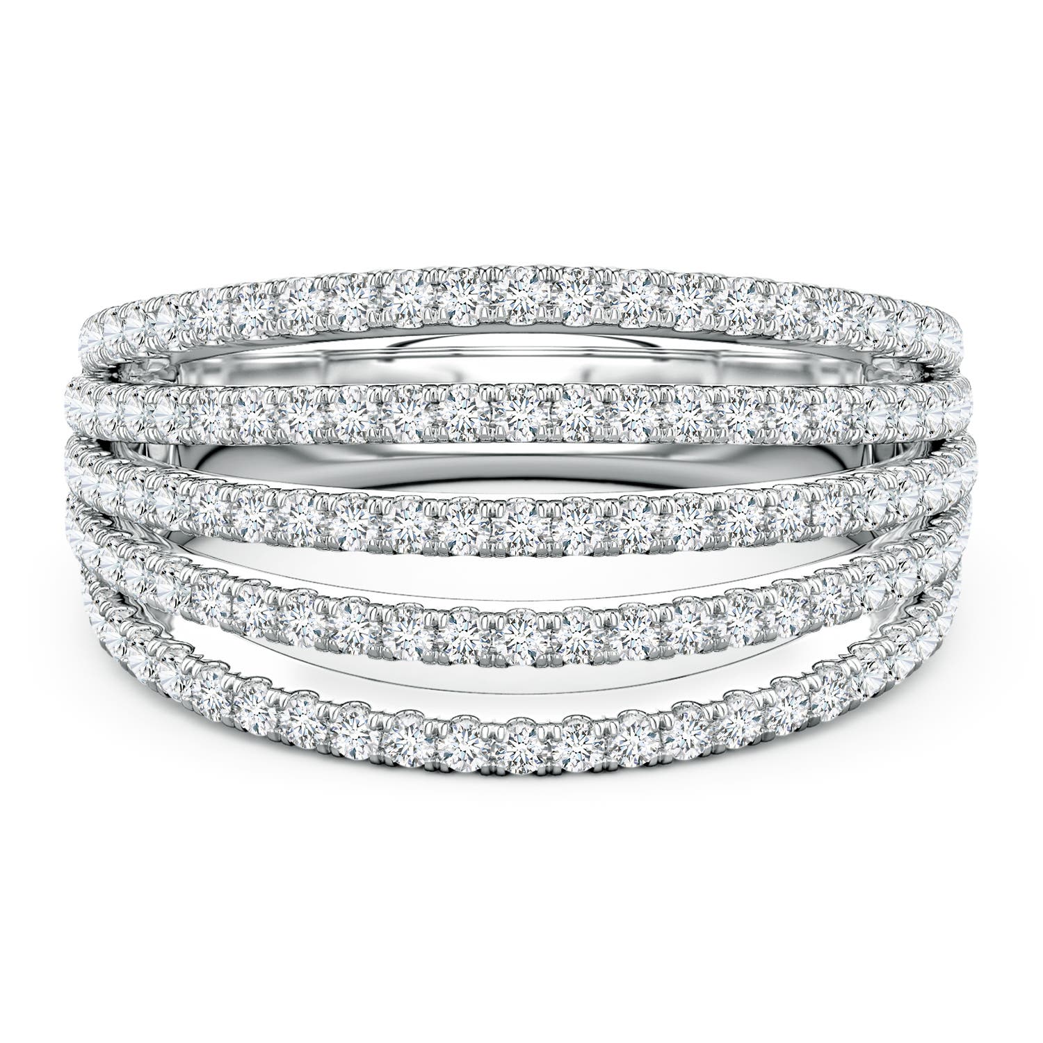 Angara 1.05 Carats Five-Row U-Pavé Lab-Grown Diamond Half-Eternity Ring in Silver