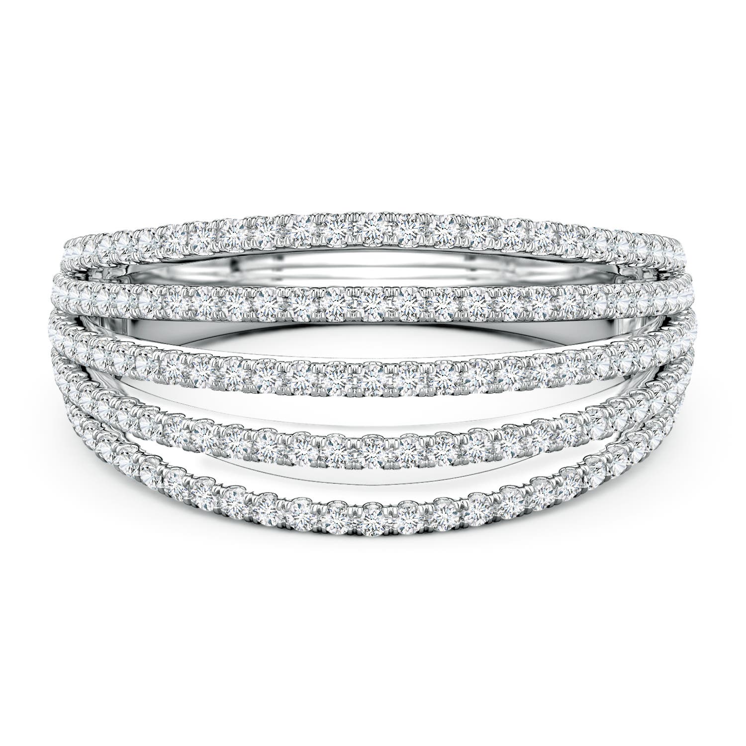 Angara 0.76 Carat Five-Row U-Pavé Lab-Grown Diamond Half-Eternity Ring in 14K White Gold
