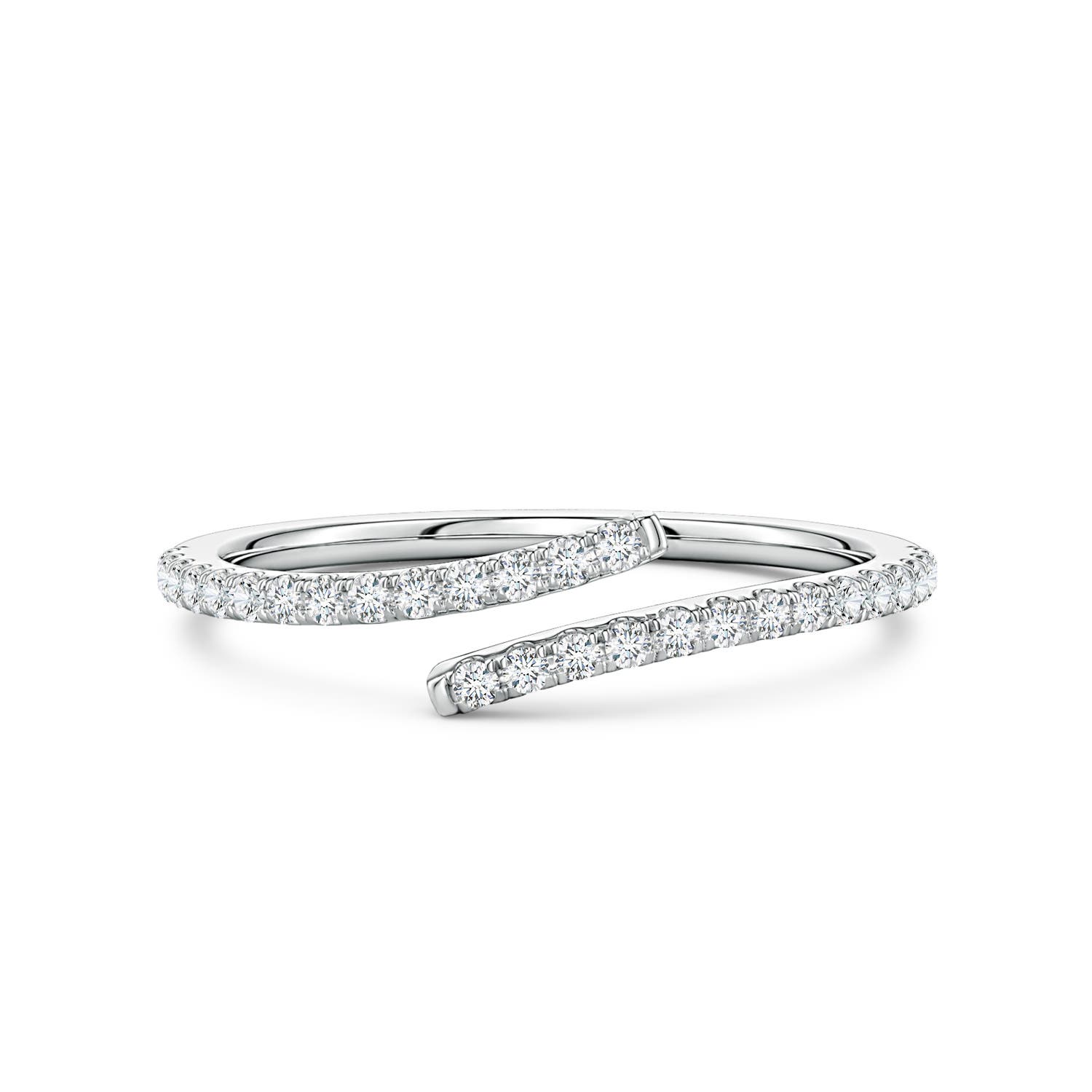 Angara 0.22 Carat U-Pavé Lab-Grown Diamond Bypass Ring in 18K White Gold
