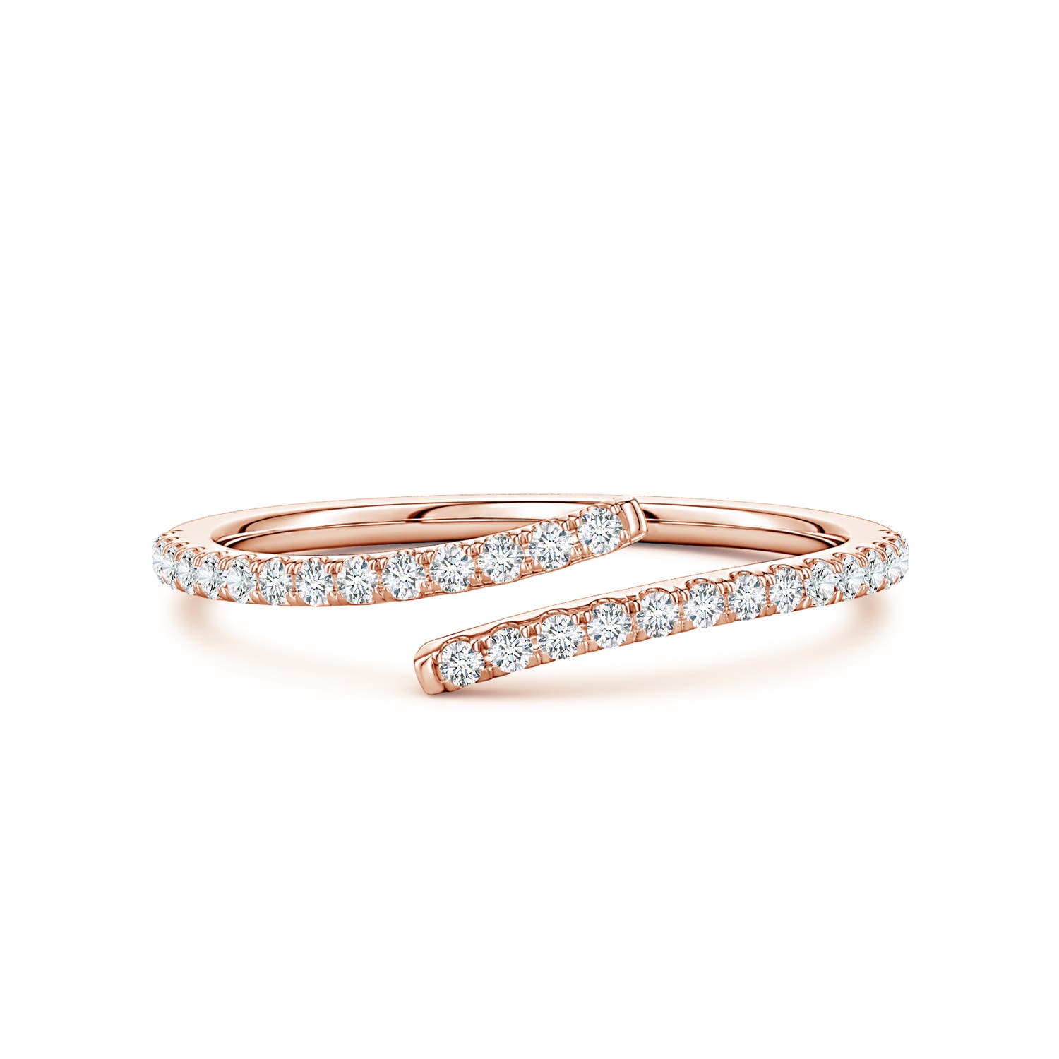 Angara 0.22 Carat U-Pavé Lab-Grown Diamond Bypass Ring in 14K Rose Gold