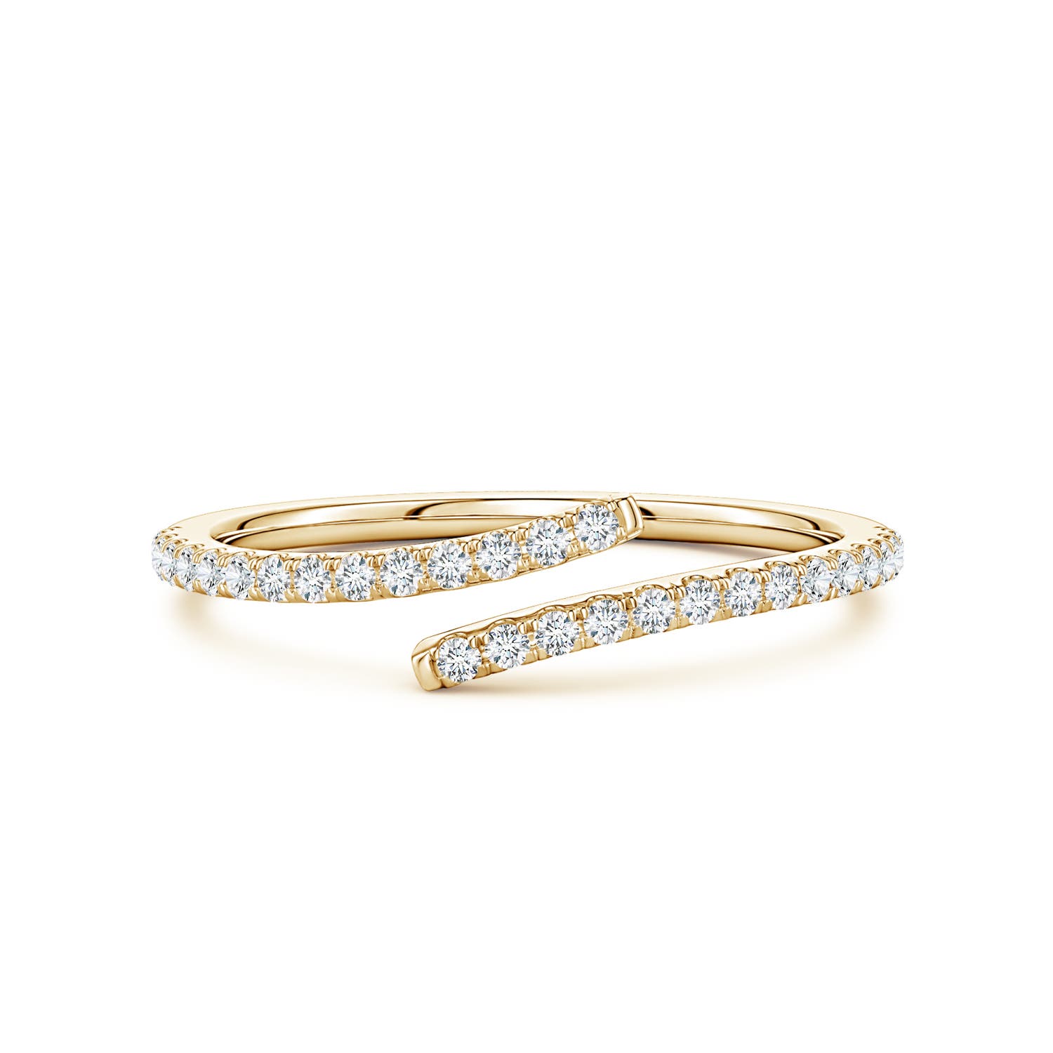 Angara 0.22 Carat U-Pavé Lab-Grown Diamond Bypass Ring in 10K Yellow Gold