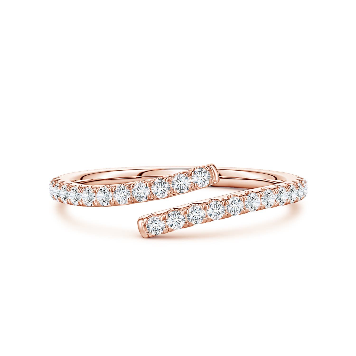 Angara 0.34 Carat U-Pavé Lab-Grown Diamond Bypass Ring in 14K Rose Gold