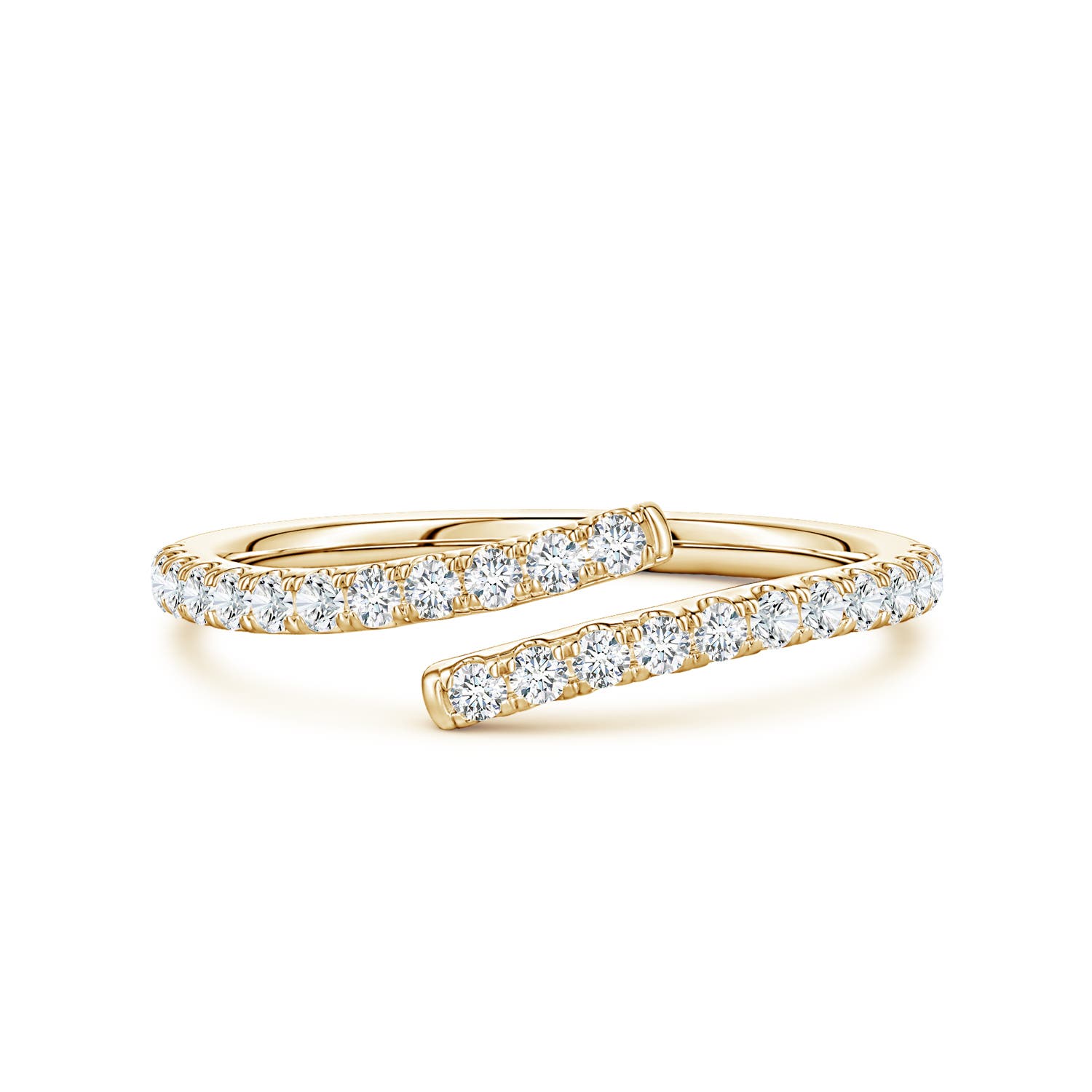 Angara 0.34 Carat U-Pavé Lab-Grown Diamond Bypass Ring in 10K Yellow Gold