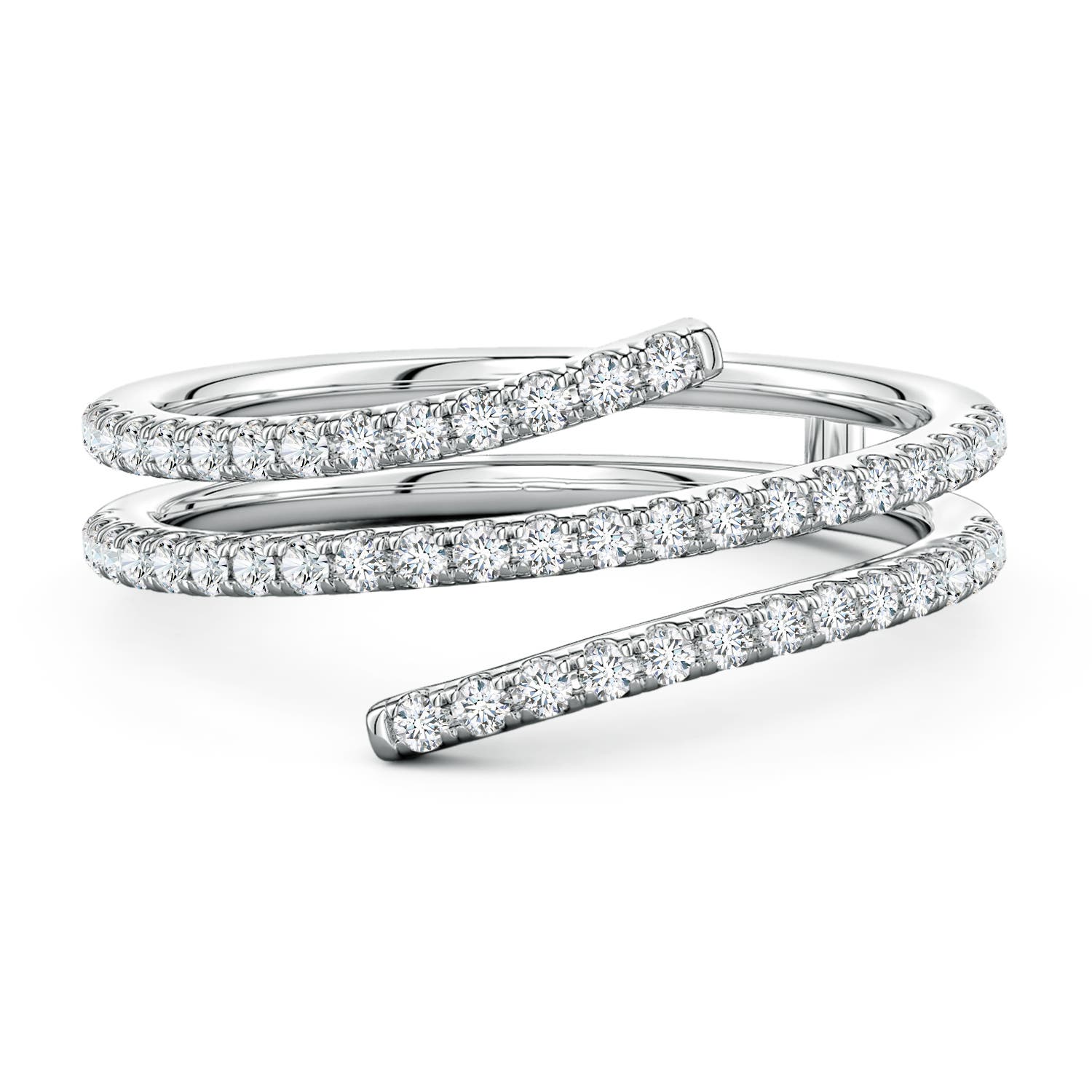 Angara 0.41 Carat U-Pavé Lab-Grown Diamond Double-Wrap Coil Ring in Platinum