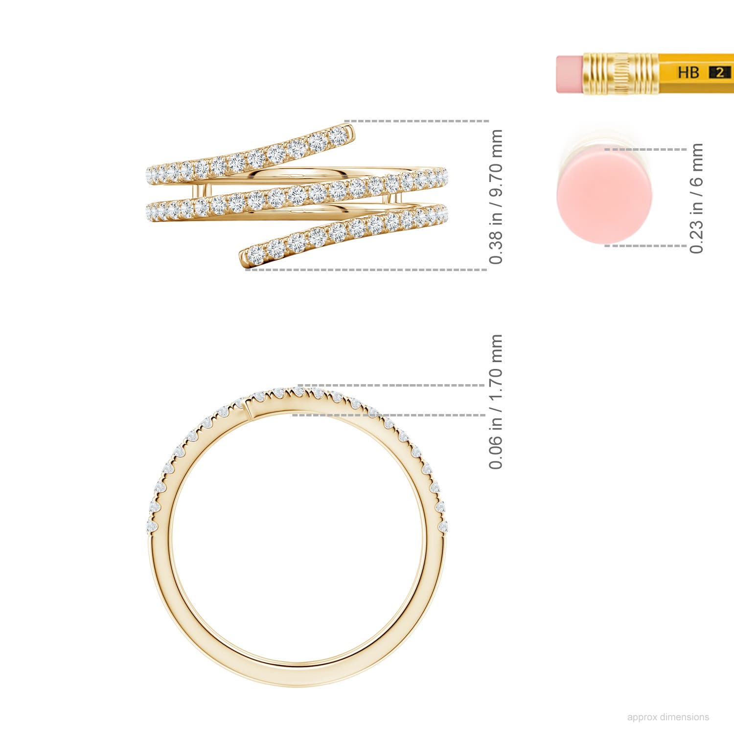 1.2mm FGVS LSR5006D-YG-FGVS-1.2 in Yellow Gold - ruler