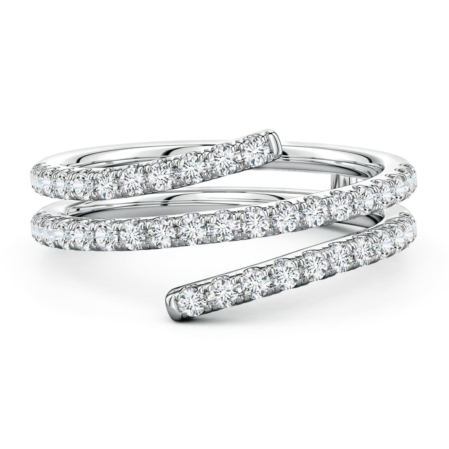 Angara 0.57 Carat U-Pavé Lab-Grown Diamond Double-Wrap Coil Ring in Platinum