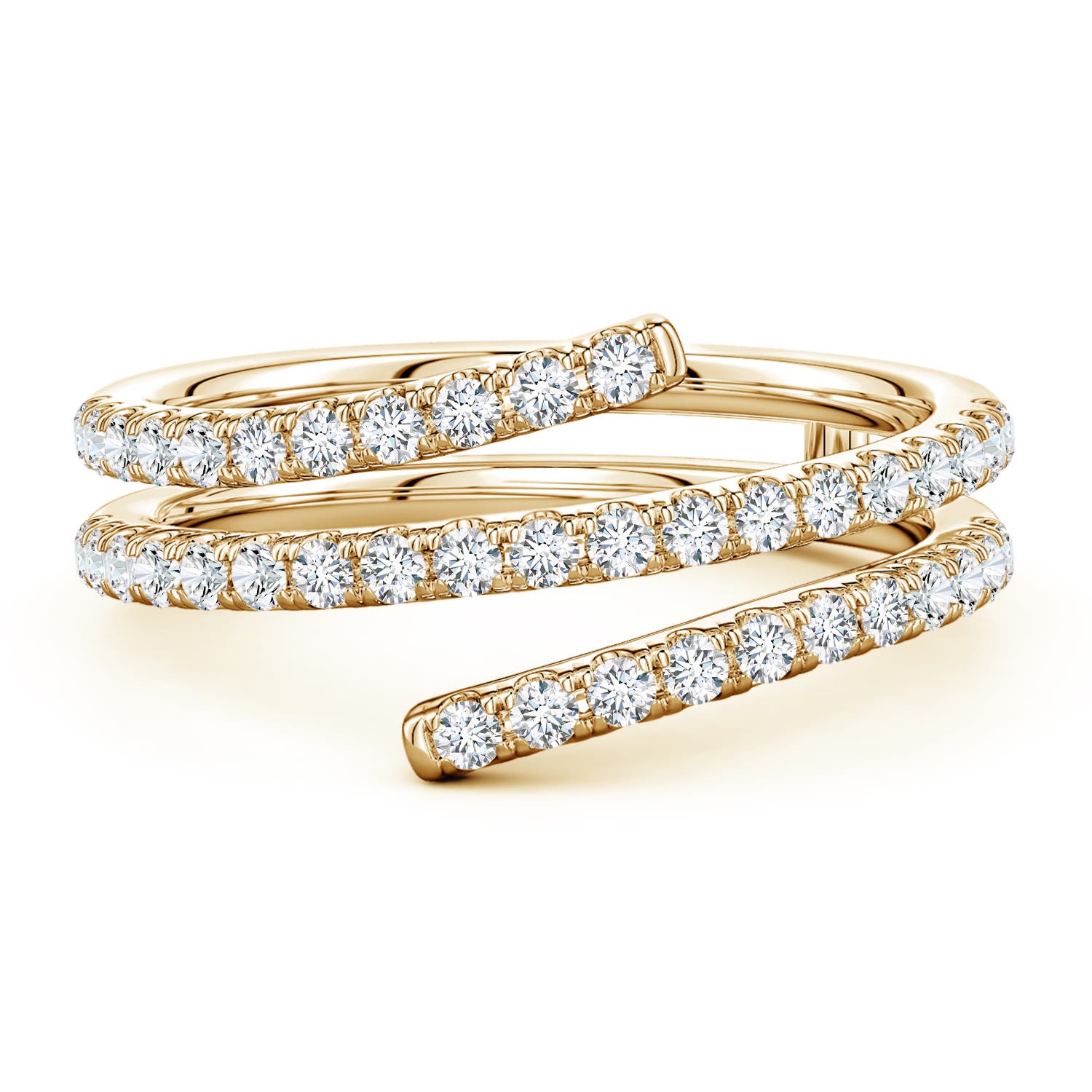 Angara 0.57 Carat U-Pavé Lab-Grown Diamond Double-Wrap Coil Ring in 14K Yellow Gold