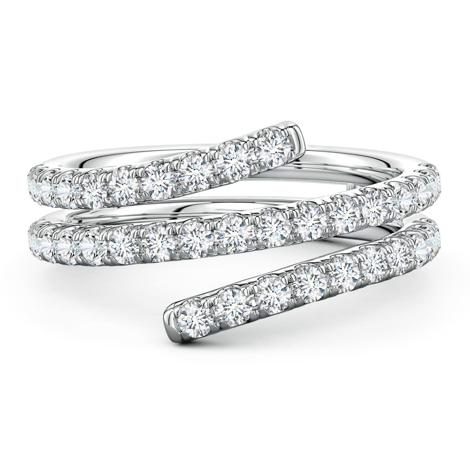Angara 0.93 Carat U-Pavé Lab-Grown Diamond Double-Wrap Coil Ring in Platinum