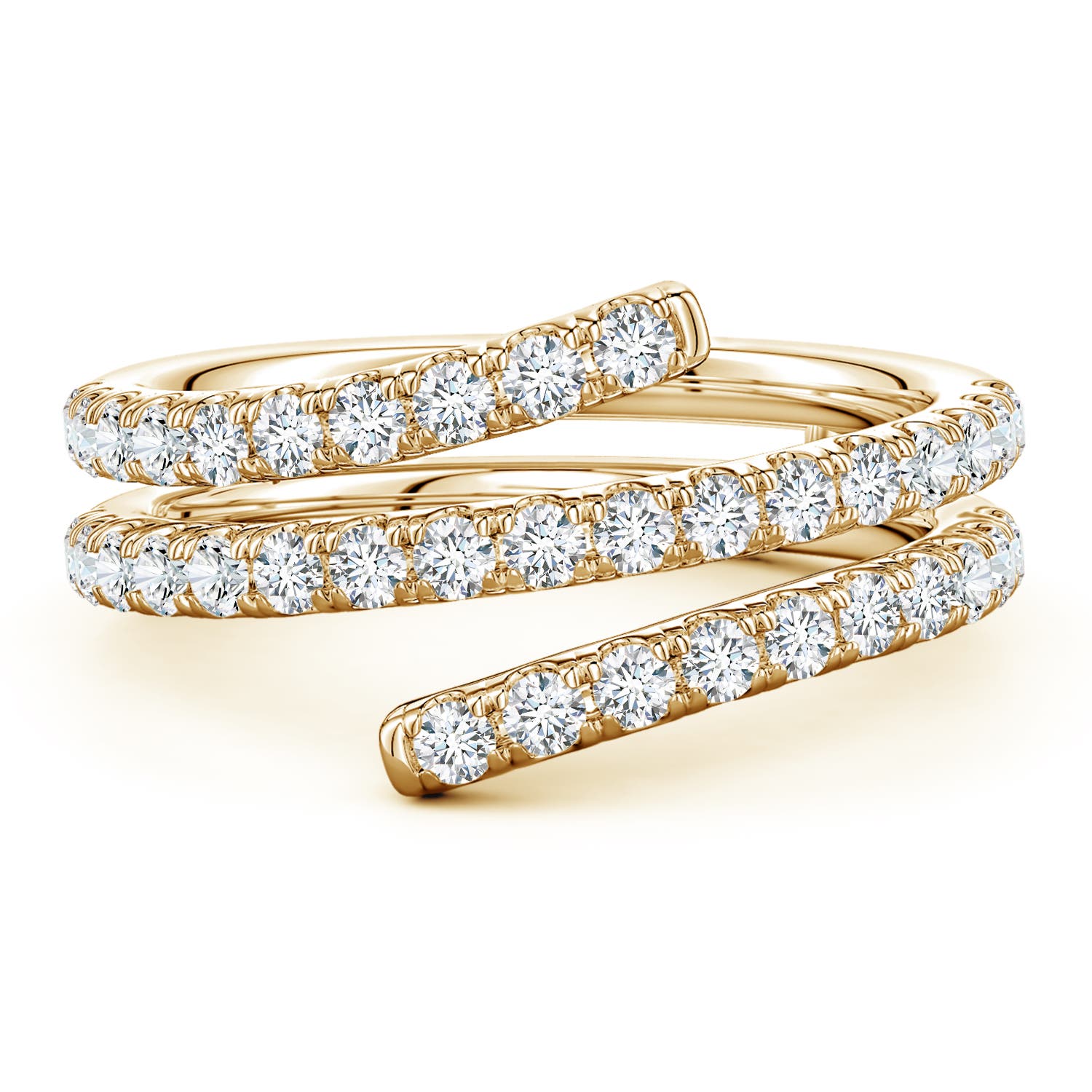 Angara 0.93 Carat U-Pavé Lab-Grown Diamond Double-Wrap Coil Ring in 18K Yellow Gold