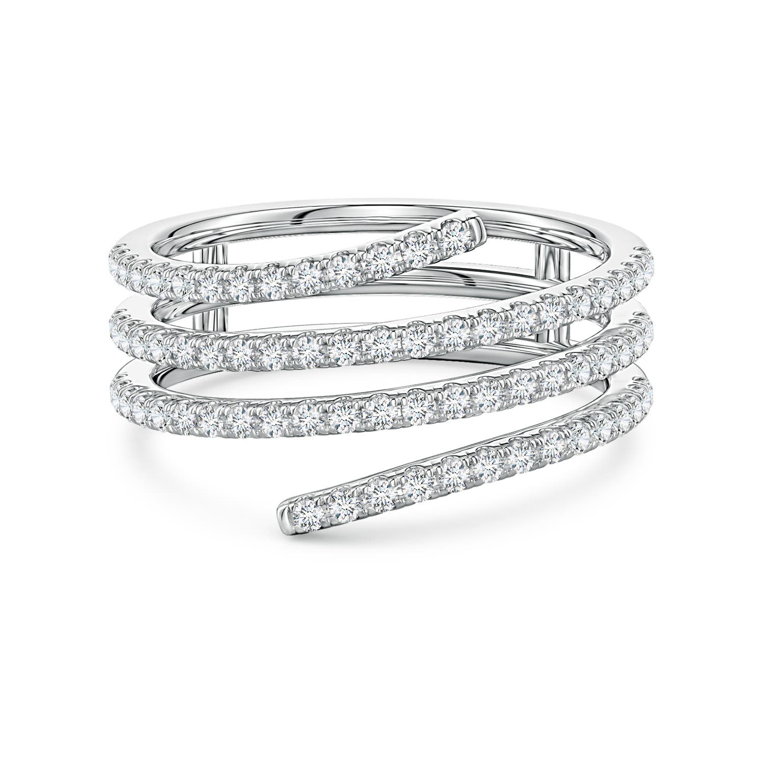 Angara 0.59 Carat U-Pavé Lab-Grown Diamond Triple-Wrap Coil Ring in 10K White Gold