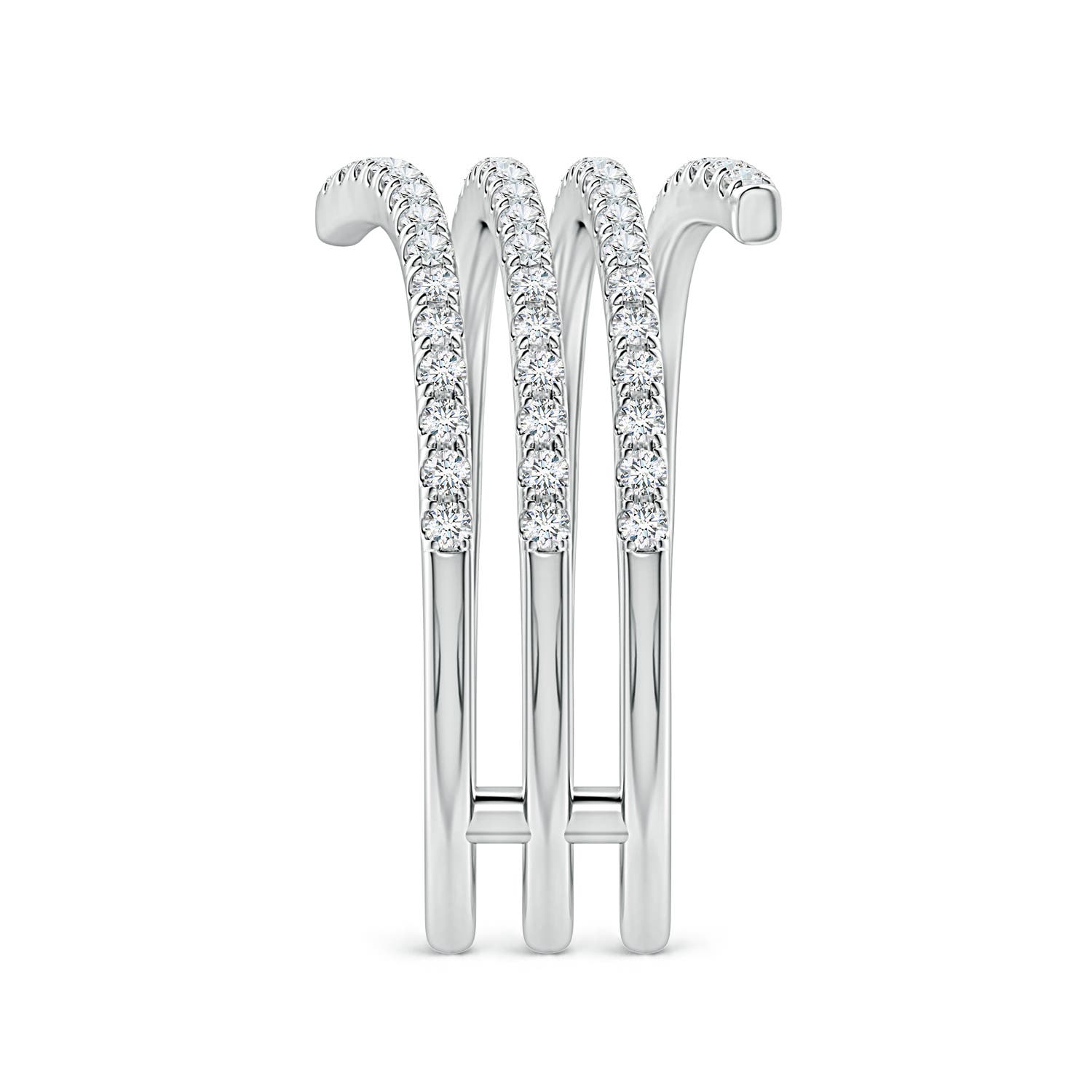 1.2mm FGVS U-Pavé Lab-Grown Diamond Triple-Wrap Coil Ring in White Gold - side 4