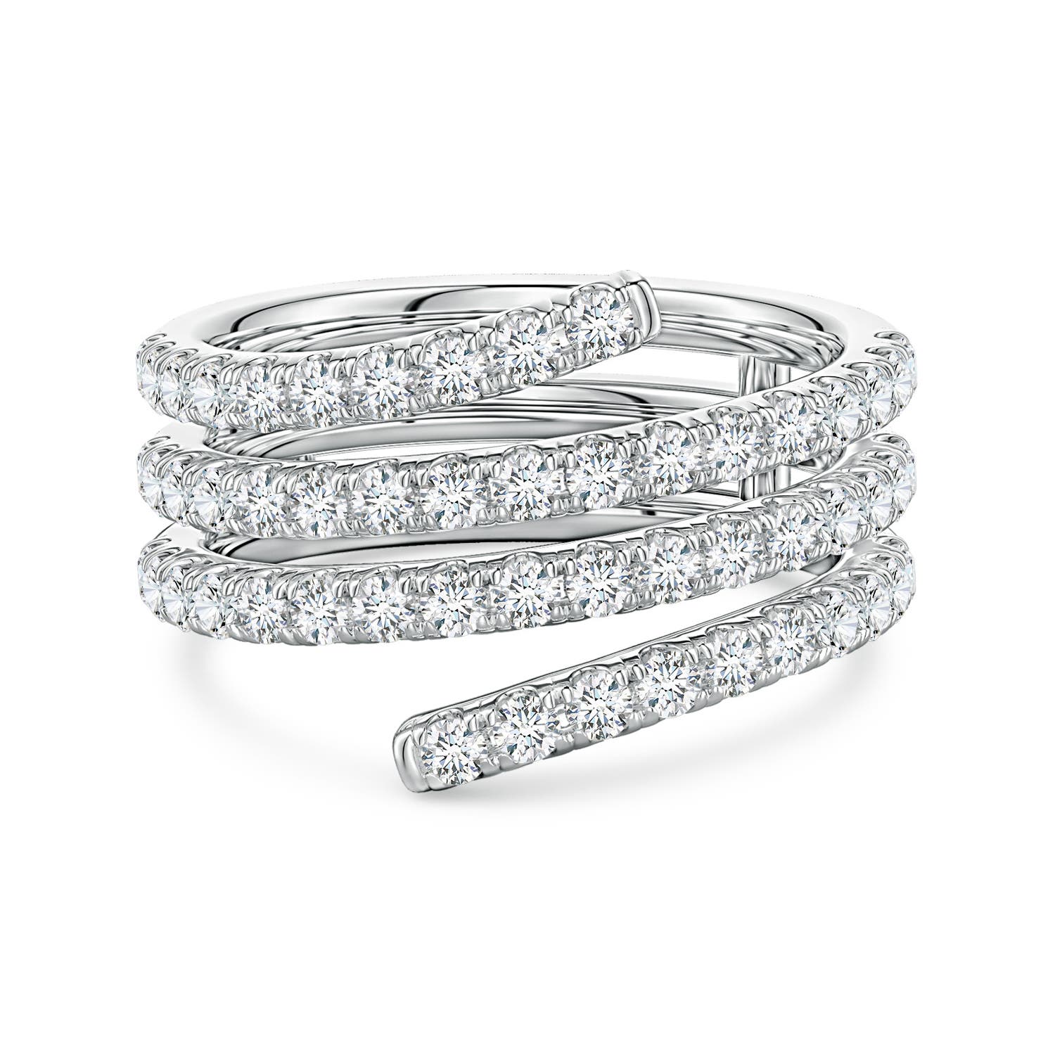 Angara 1.35 Carats U-Pavé Lab-Grown Diamond Triple-Wrap Coil Ring in 10K White Gold