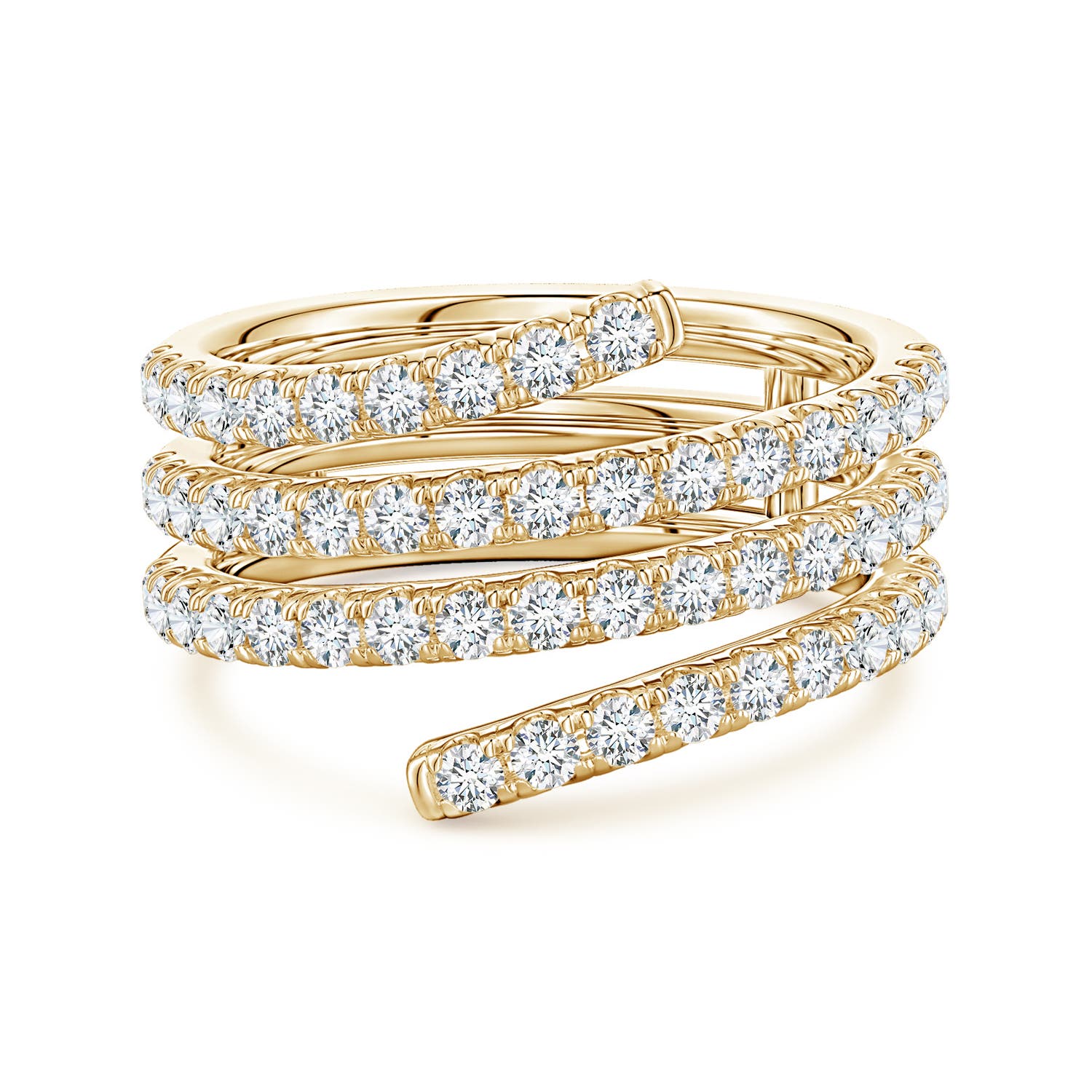 Angara 1.35 Carats U-Pavé Lab-Grown Diamond Triple-Wrap Coil Ring in 18K Yellow Gold