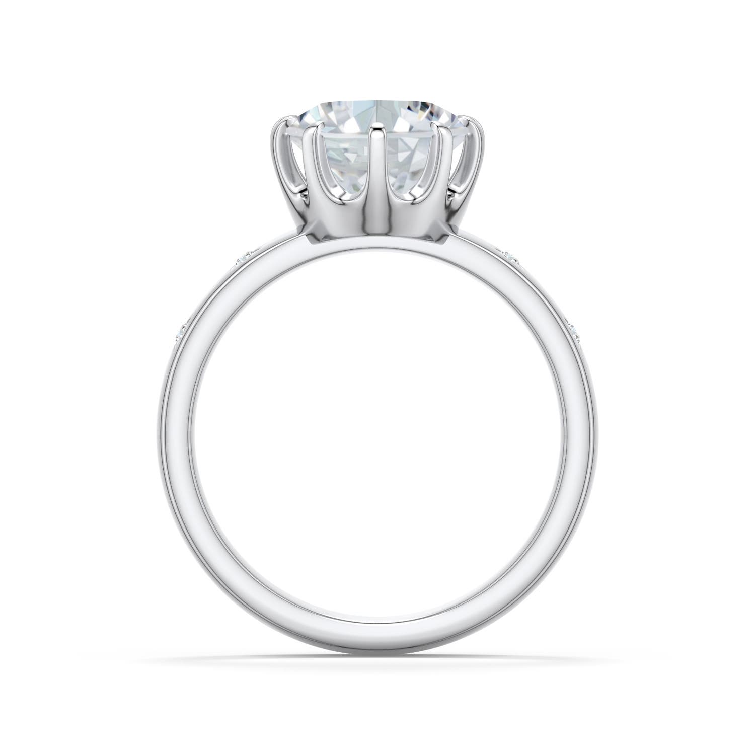 12.5x9mm FGVS Oval Lab-Grown Diamond Starburst Engagement Ring in 18K White Gold - side 1