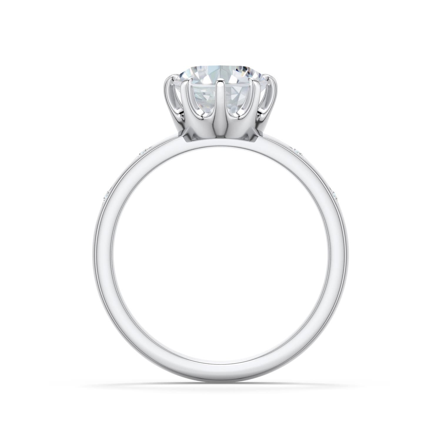 12x8mm FGVS Oval Lab-Grown Diamond Starburst Engagement Ring in 18K White Gold - side 1