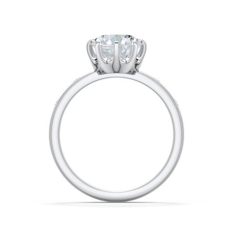 12x8mm FGVS Oval Lab-Grown Diamond Starburst Engagement Ring in 18K White Gold - side 1