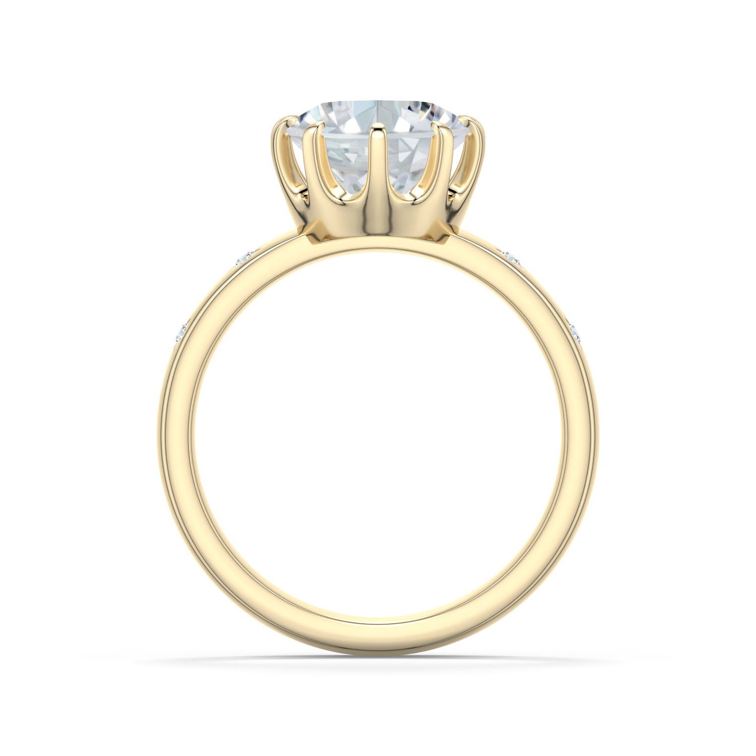12.5x9mm DEVVS Oval Lab-Grown Diamond Starburst Engagement Ring in Yellow Gold - side 1