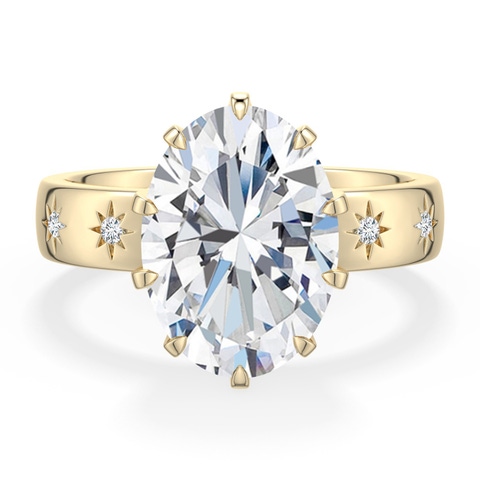 12.5x9mm FGVS Oval Lab-Grown Diamond Starburst Engagement Ring in 18K Yellow Gold - main