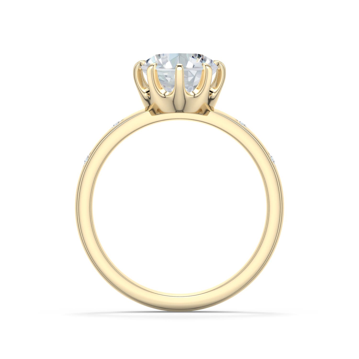 12x8mm FGVS Oval Lab-Grown Diamond Starburst Engagement Ring in 18K Yellow Gold - side 1