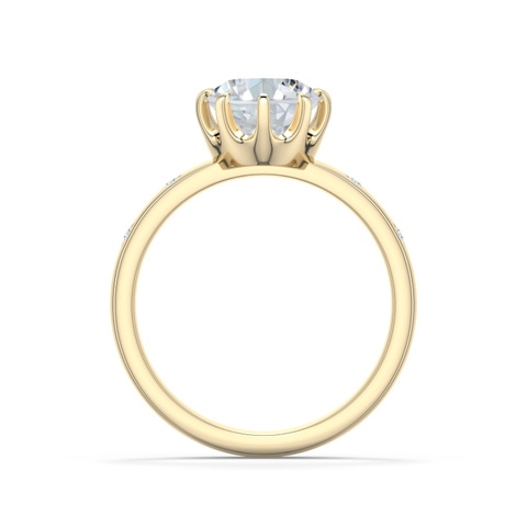 12x8mm FGVS Oval Lab-Grown Diamond Starburst Engagement Ring in 18K Yellow Gold - side 1