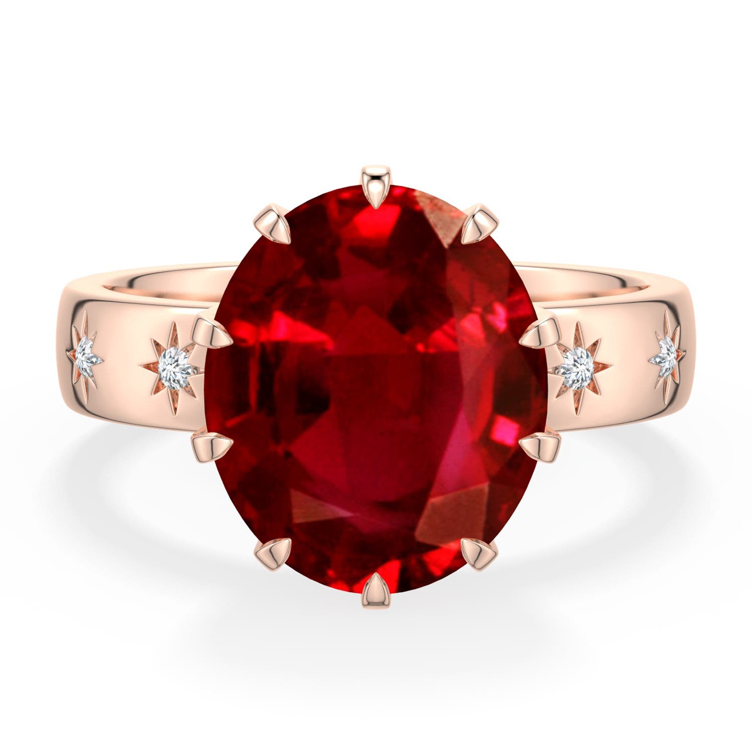 Oval Lab Ruby Oval Lab-Grown Ruby Starburst Engagement Ring