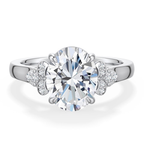 10x8mm FGVS Oval Lab-Grown Diamond Engagement Ring in White Gold - main