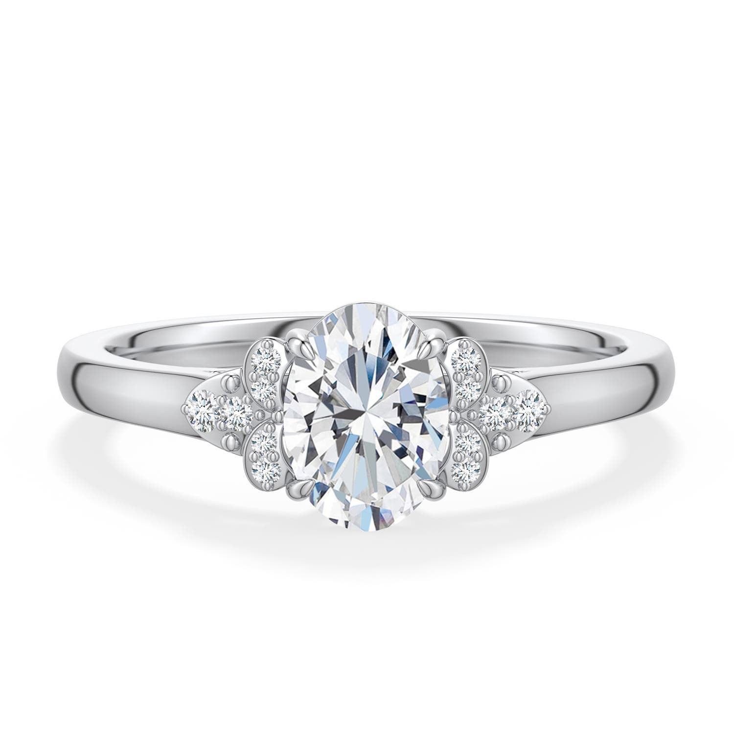 7x5mm FGVS Oval Lab-Grown Diamond Engagement Ring in White Gold - main