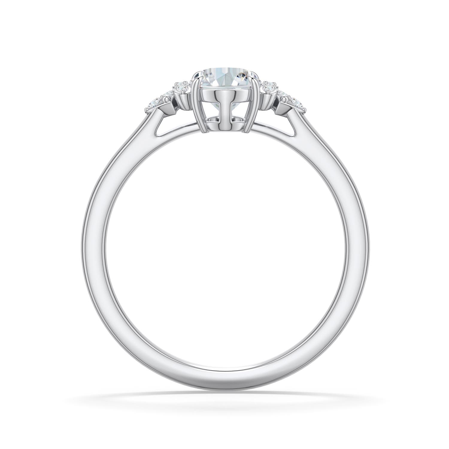 7x5mm FGVS Oval Lab-Grown Diamond Engagement Ring in White Gold - side 1 - side 3