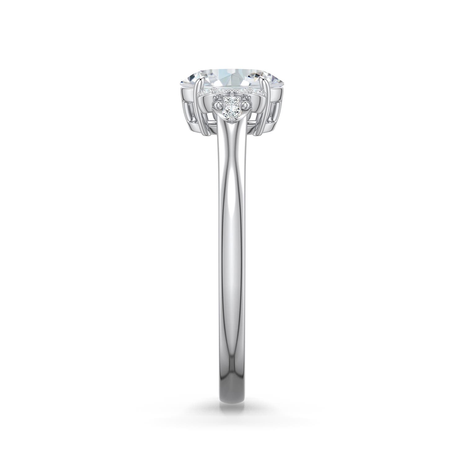 7x5mm FGVS Oval Lab-Grown Diamond Engagement Ring in White Gold - side 2 - side 4