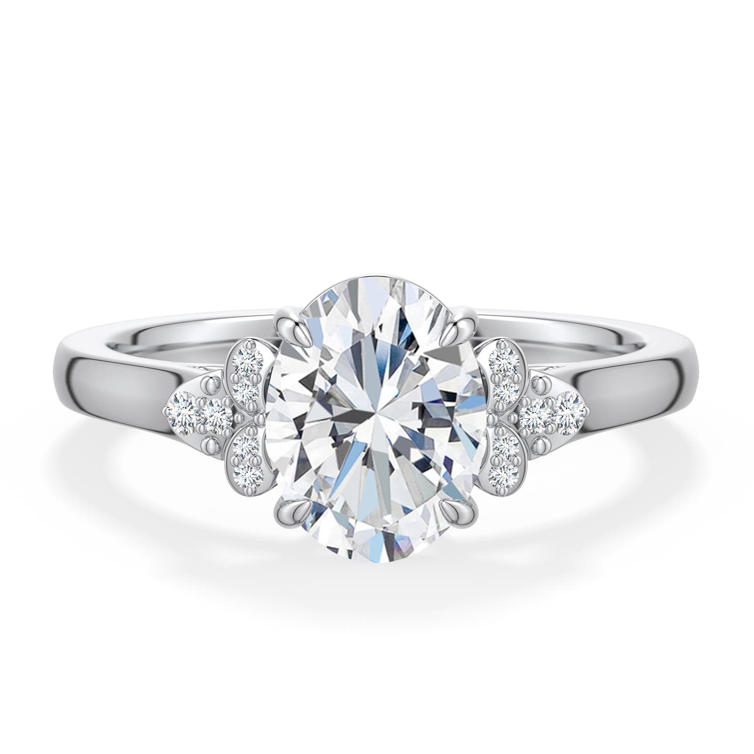 8.5x6.5mm FGVS Oval Lab-Grown Diamond Engagement Ring in White Gold - main