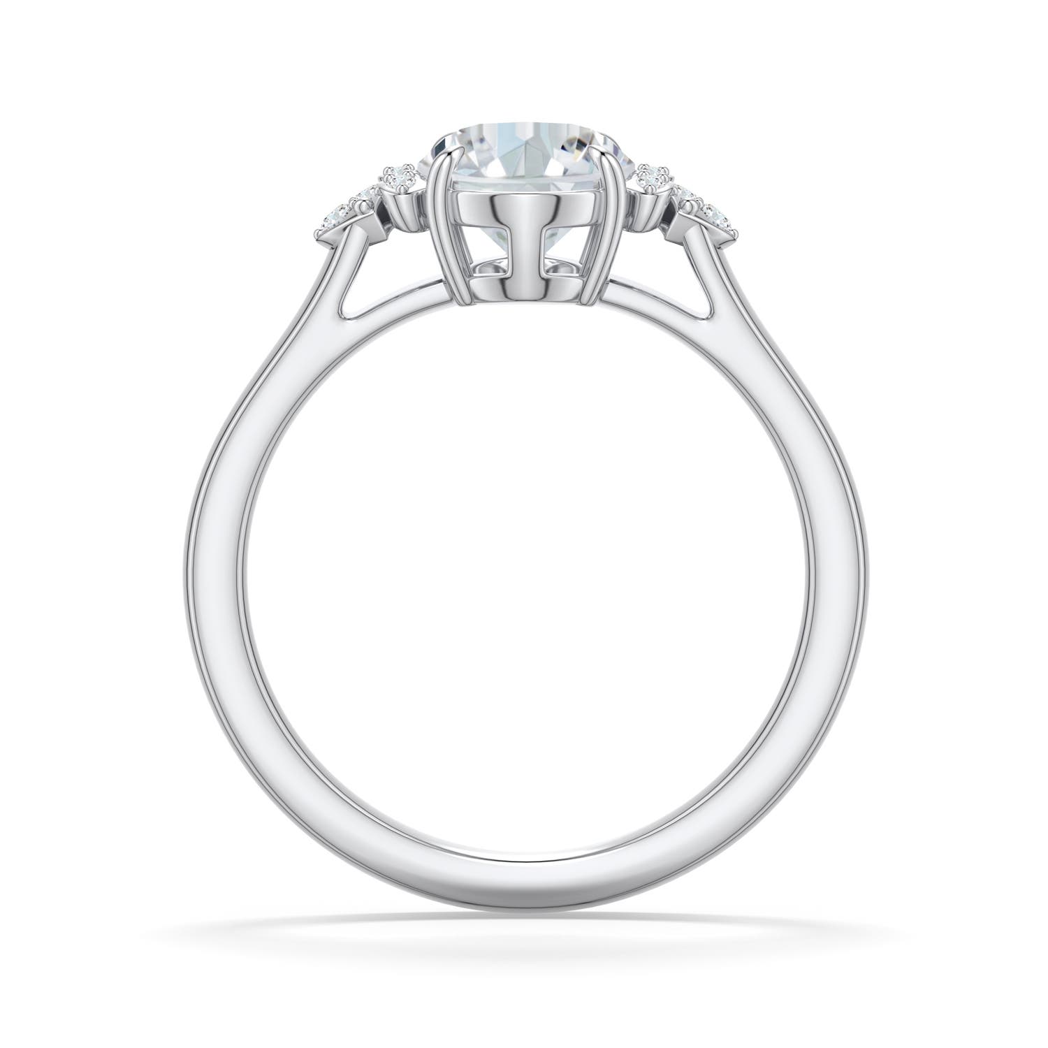 8.5x6.5mm FGVS Oval Lab-Grown Diamond Engagement Ring in White Gold - side 1