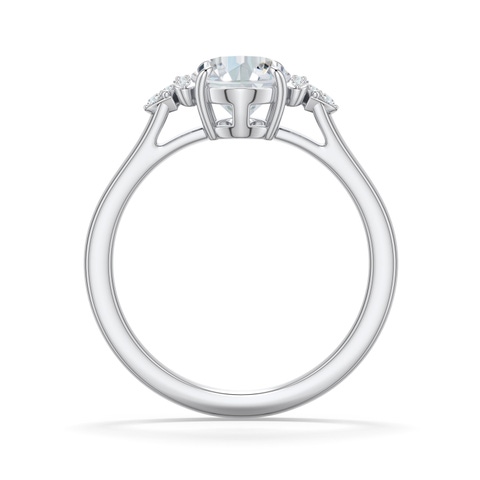 8.5x6.5mm FGVS Oval Lab-Grown Diamond Engagement Ring in White Gold - side 1
