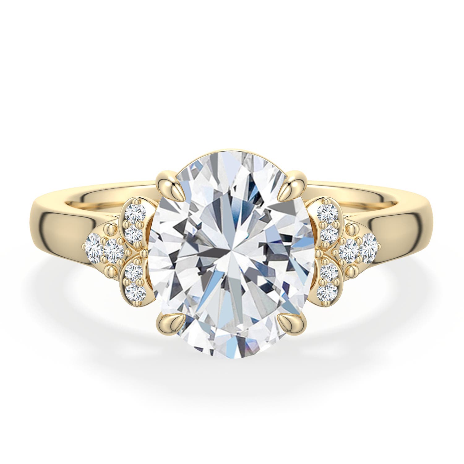 10x8mm FGVS Oval Lab-Grown Diamond Engagement Ring in Yellow Gold - main