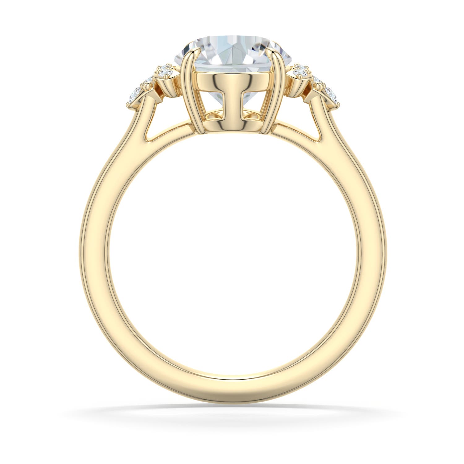 10x8mm FGVS Oval Lab-Grown Diamond Engagement Ring in Yellow Gold - side 1