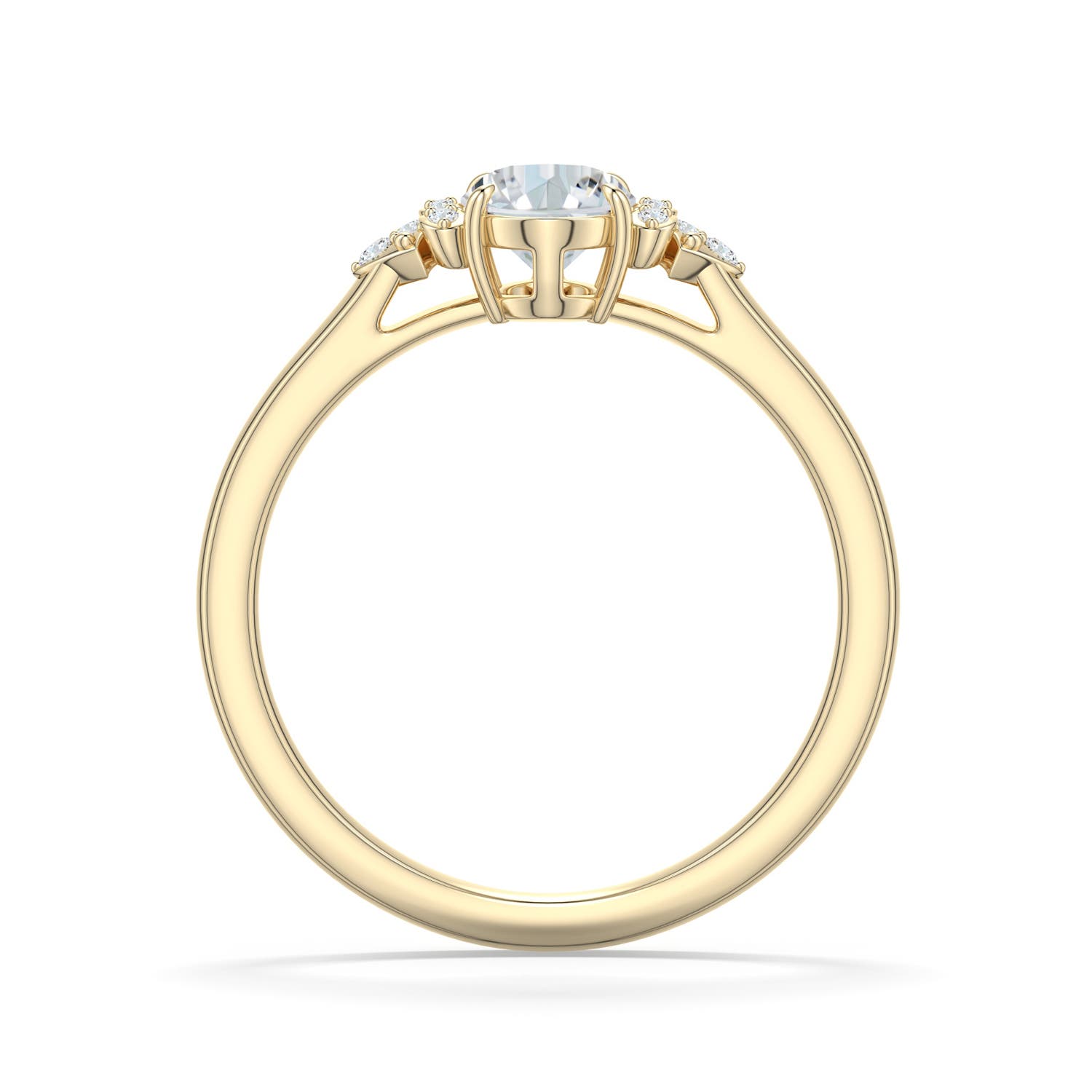 7x5mm FGVS Oval Lab-Grown Diamond Engagement Ring in Yellow Gold - side 1