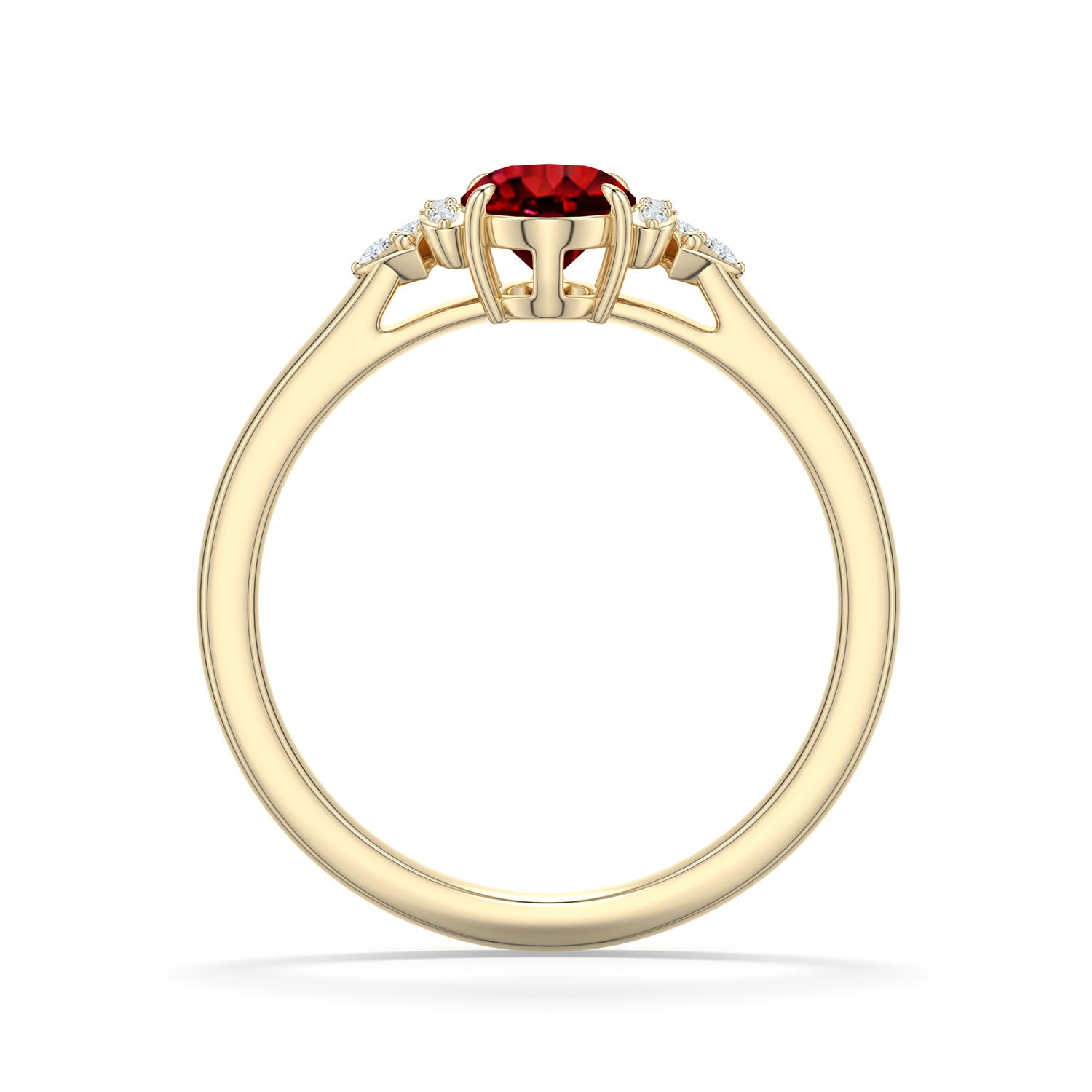 7x5mm Labgrown Oval Lab-Grown Ruby Engagement Ring in 18K Yellow Gold - side 1