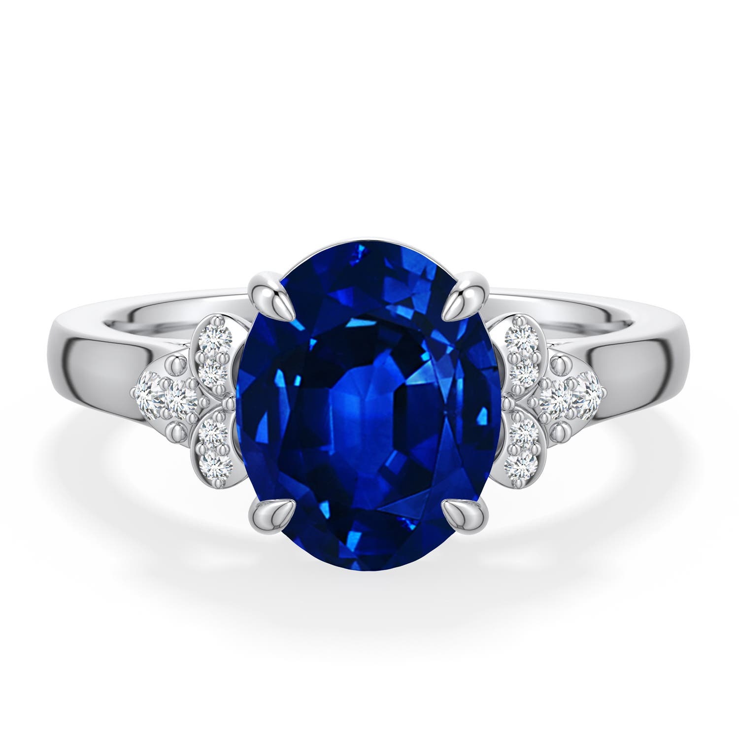 10x8mm Labgrown Oval Lab-Grown Blue Sapphire  Engagement Ring in 950 Platinum - main
