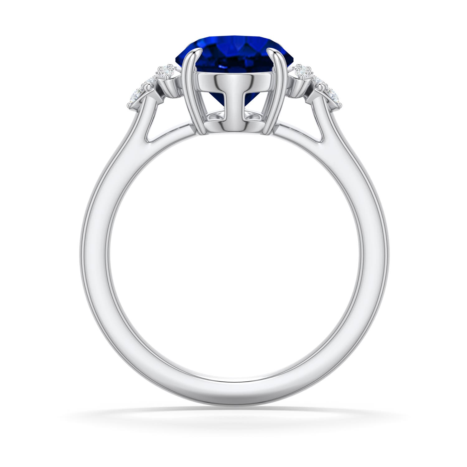 10x8mm Labgrown Oval Lab-Grown Blue Sapphire  Engagement Ring in 950 Platinum - side 1