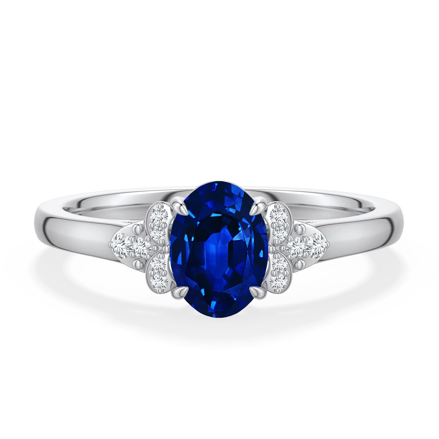 7x5mm Labgrown Oval Lab-Grown Blue Sapphire  Engagement Ring in 950 Platinum - main