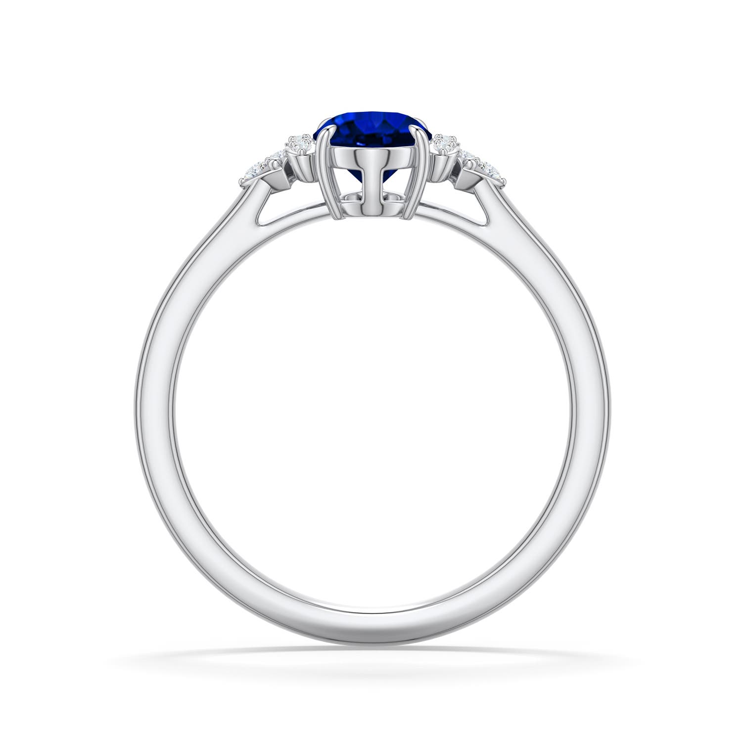 7x5mm Labgrown Oval Lab-Grown Blue Sapphire  Engagement Ring in 950 Platinum - side 1