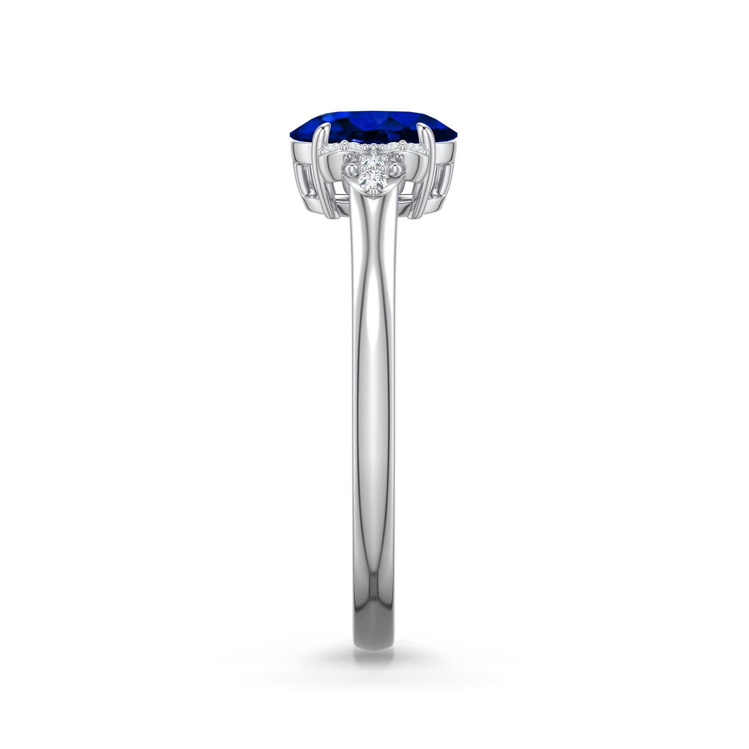 7x5mm Labgrown Oval Lab-Grown Blue Sapphire  Engagement Ring in White Gold - side 2 - side 4