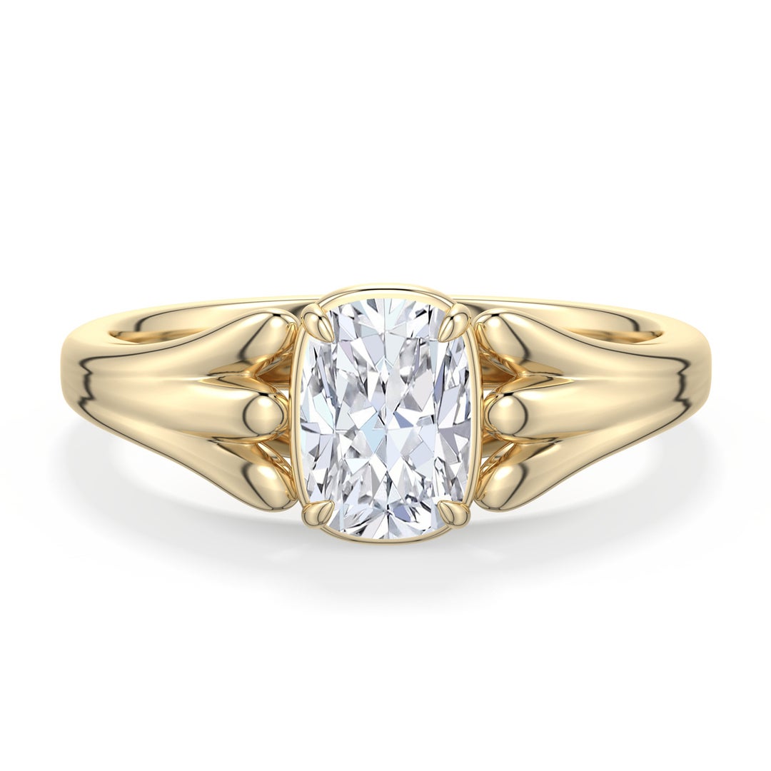 Cushion Rectangular Lab-Grown Diamond Scrollwork Engagement Ring