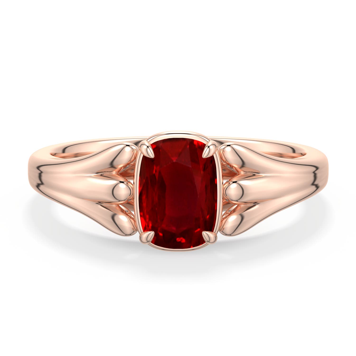 Cushion Rectangular Lab Grown Ruby Solitaire Rings